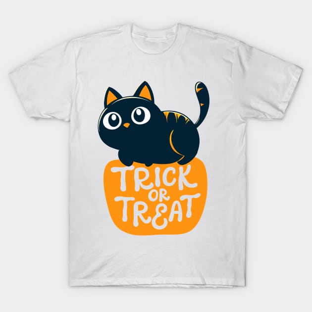 Cute Pumpkin Black Cat Lover Trick or Treat Funny Women Men Kids T-Shirt by AimArtStudio